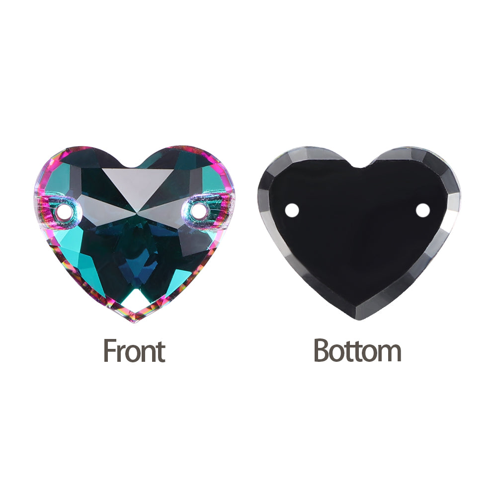 Heliotrope Heart Shape High Quality Glass Sew-on Rhinestones WholesaleRhinestone