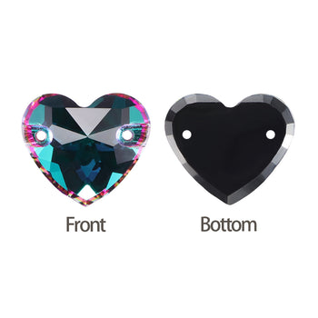Heliotrope Heart Shape High Quality Glass Sew-on Rhinestones WholesaleRhinestone