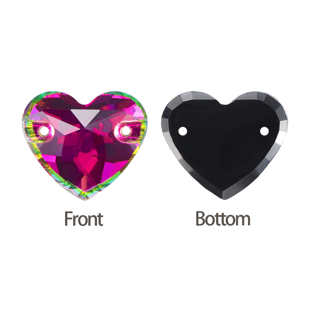 Vitrail Rose Heart Shape High Quality Glass Sew-on Rhinestones WholesaleRhinestone
