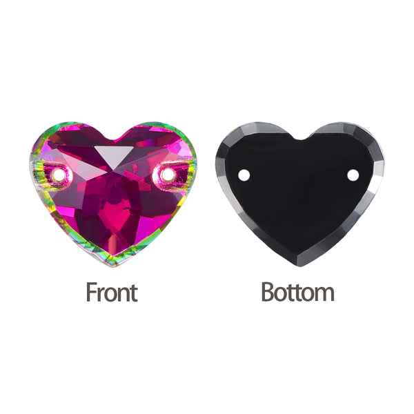 Vitrail Rose Heart Shape High Quality Glass Sew-on Rhinestones WholesaleRhinestone
