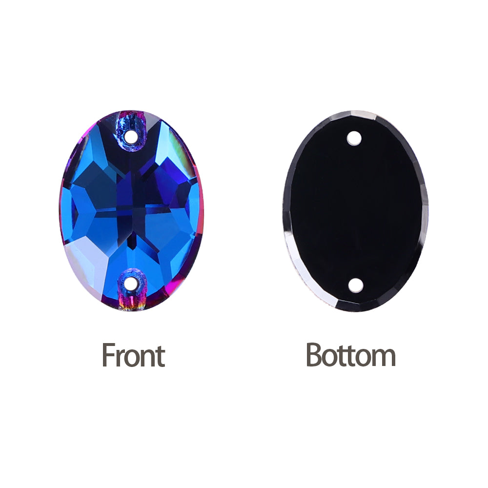 Violett Blue Oval Form hochwertiges Glas Nähsteuersteine Zweitbild