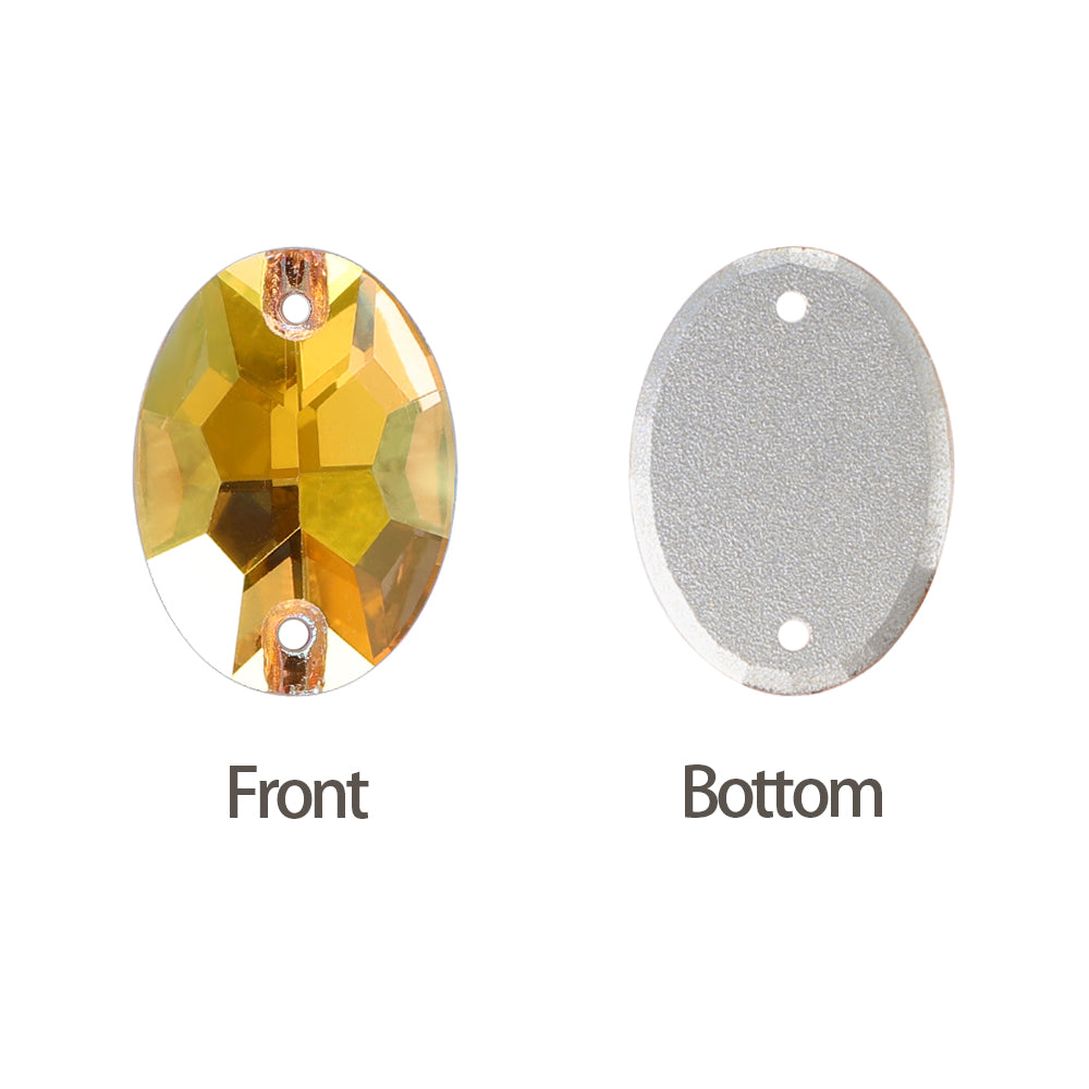 Metallic Sunshine Oval Shape High Quality Glass Sew-on Rhinestones Второстепенное изображение товара