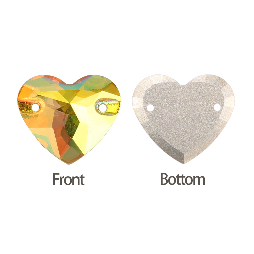 Crystal Sun Heart Shape High Quality Glass Sew-On Rhinestones