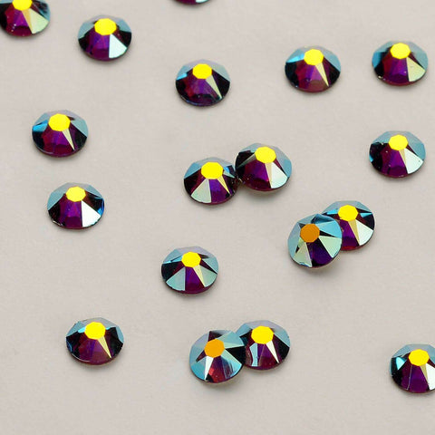 Amethyst AB Glass Flat Back Glue-on Rhinestones 16 Cut Facets In Bulk WholesaleRhinestone