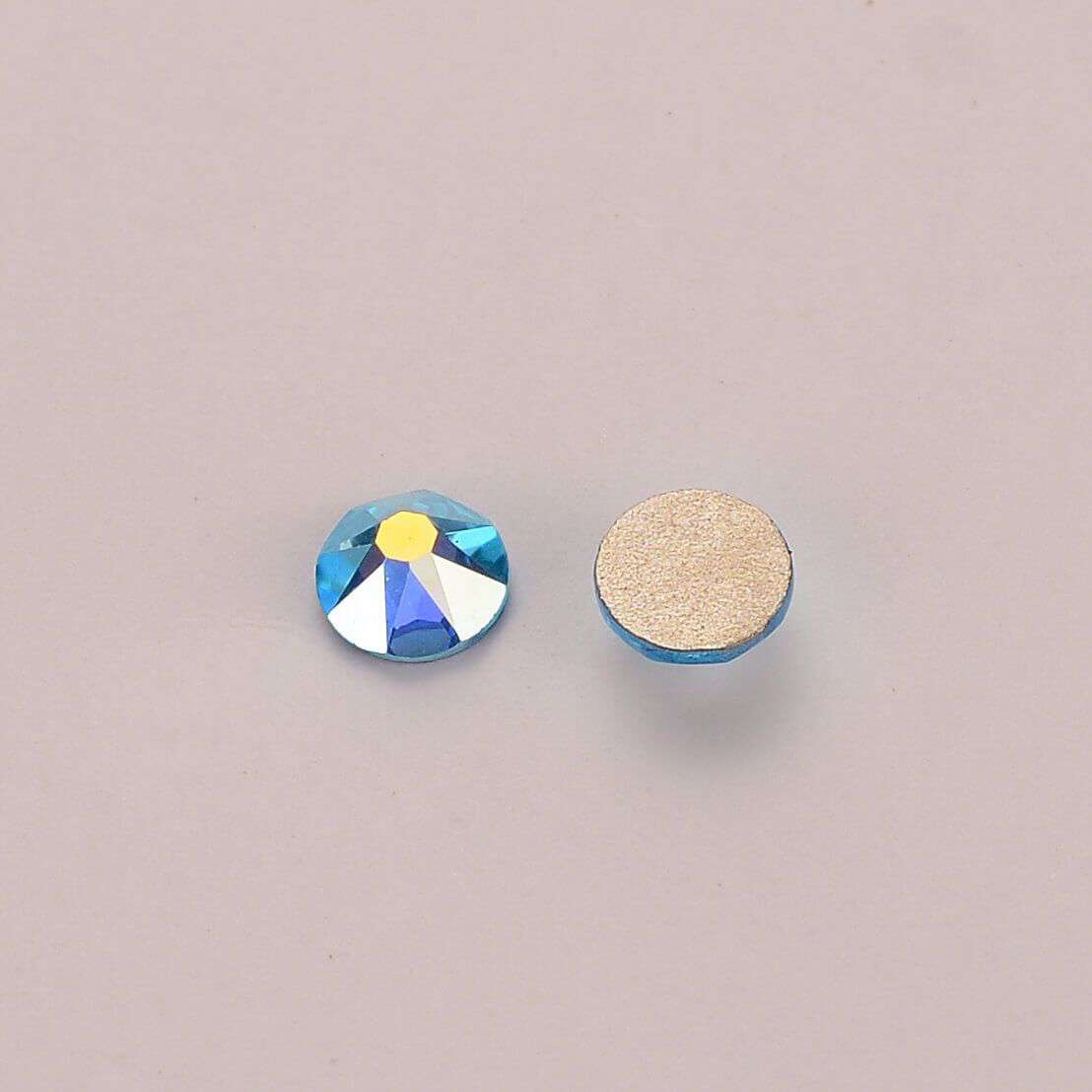 Aquamarine AB Glass Flat Back Glue-on Rhinestones 16 Cut Facets In Bulk WholesaleRhinestone