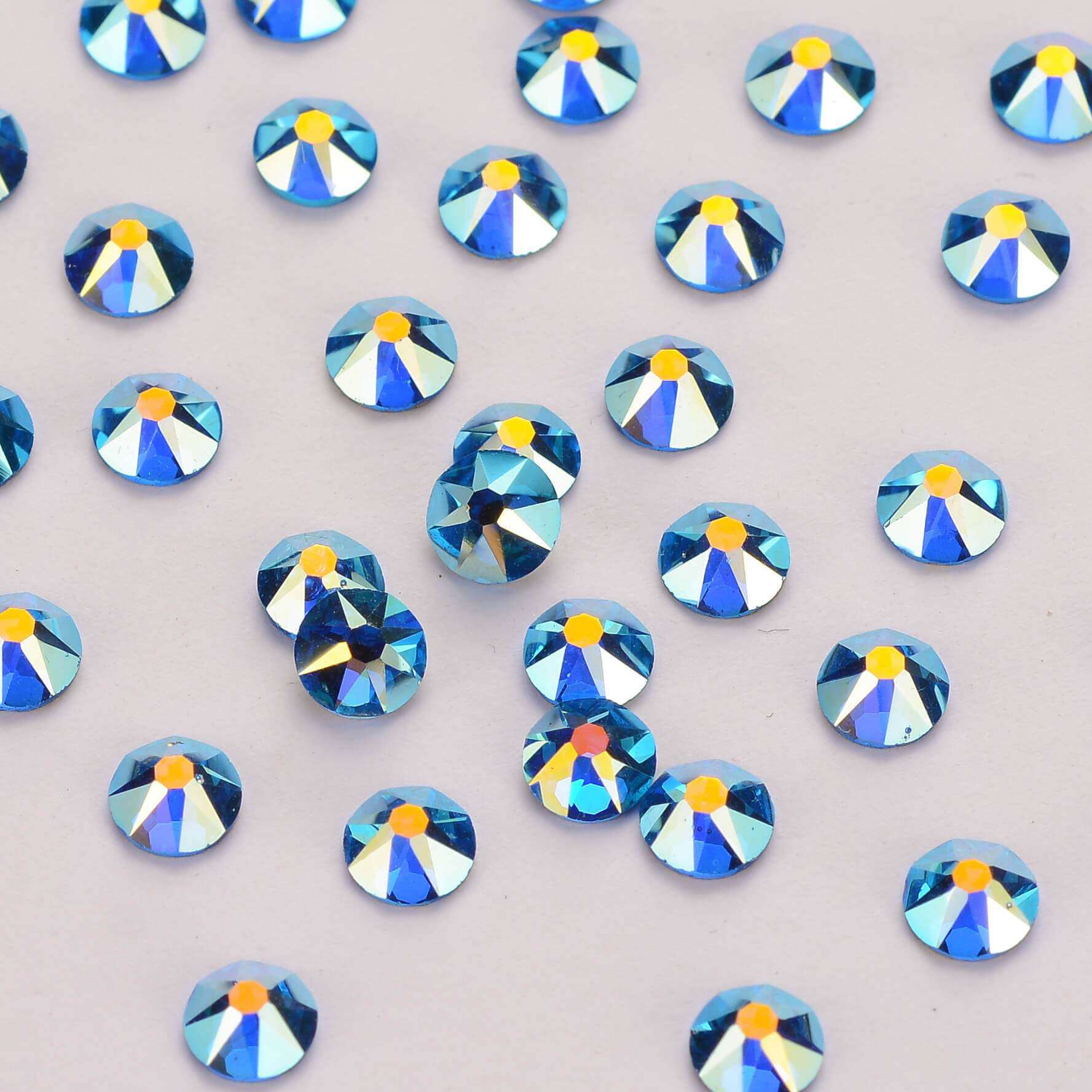 Capri blå ab glas flad ryg lim-on rhinestones 16 skårne facetter Sekundært billede
