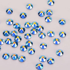 Capri Blue AB Glass Flat Back Glue-on Rhinestones 16 Cut Facets In Bulk WholesaleRhinestone