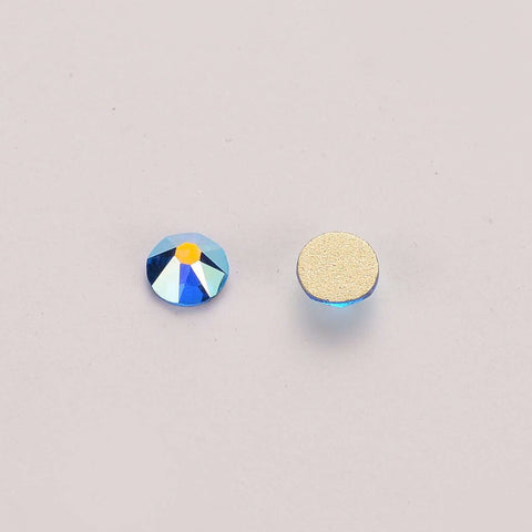 Capri Blue AB Glass Flat Back Glue-on Rhinestones 16 Cut Facets WholesaleRhinestone