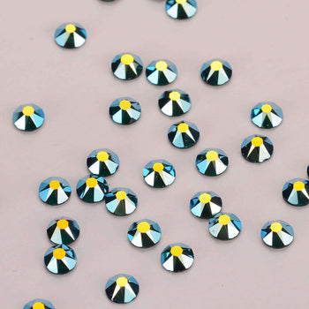 Dark Green AB Glass Flat Back Glue-On Rhinestones 16 Cut Facets WholesaleRhinestone