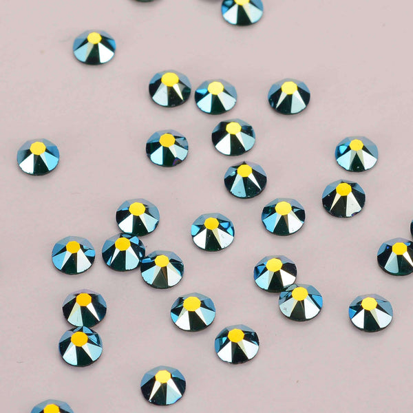 Dark Green AB Glass Flat Back Glue-On Rhinestones 16 Cut Facets WholesaleRhinestone