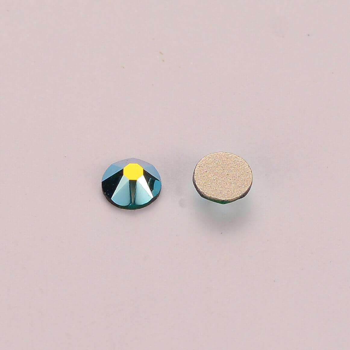 Dark Green AB Glass Flat Back Glue-On Rhinestones 16 Cut Facets WholesaleRhinestone Main image