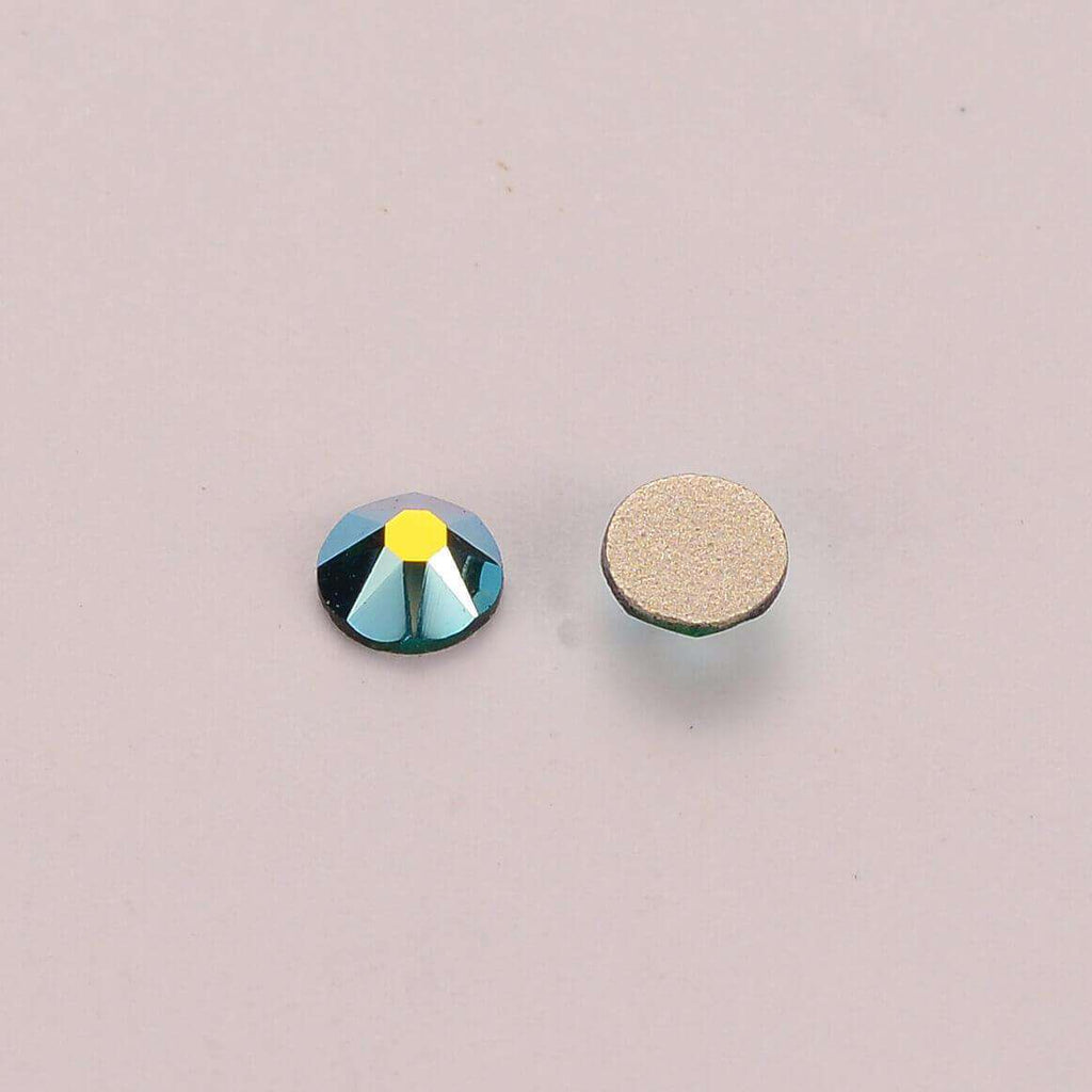 Dark Green AB Glass Flat Back Glue-On Rhinestones 16 Cut Facets In Bulk WholesaleRhinestone