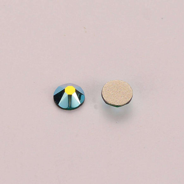 Dark Green AB Glass Flat Back Glue-On Rhinestones 16 Cut Facets In Bulk WholesaleRhinestone