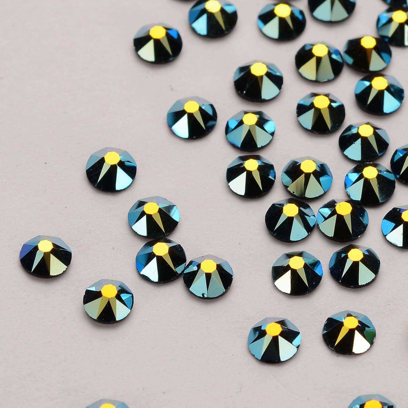 Jet Black AB Glass Flat Back Glue-On Rhinestones 16 Cut Facets WholesaleRhinestone