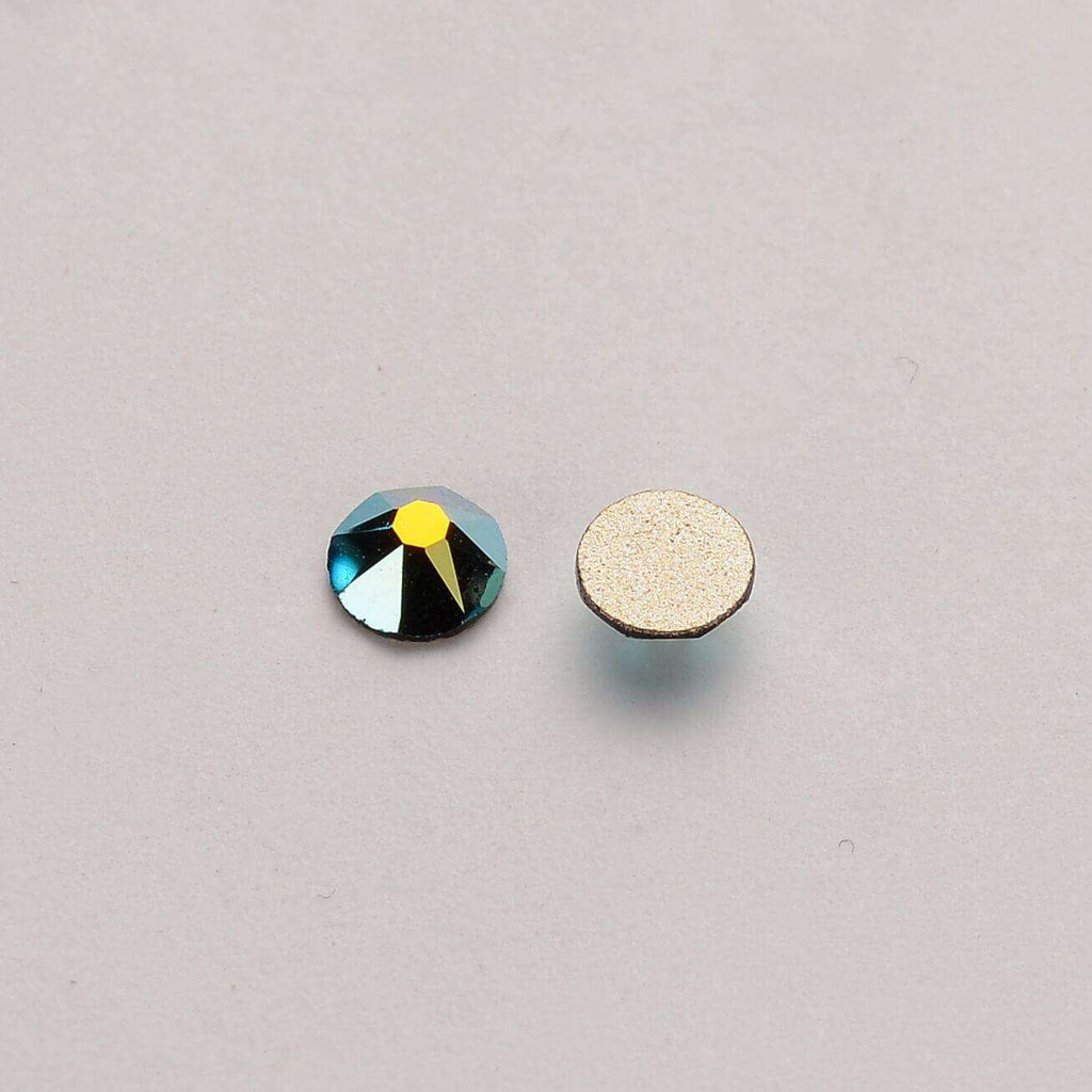 Jet Black AB Glass Flat Back Glue-On Rhinestones 16 Cut Facets In Bulk WholesaleRhinestone