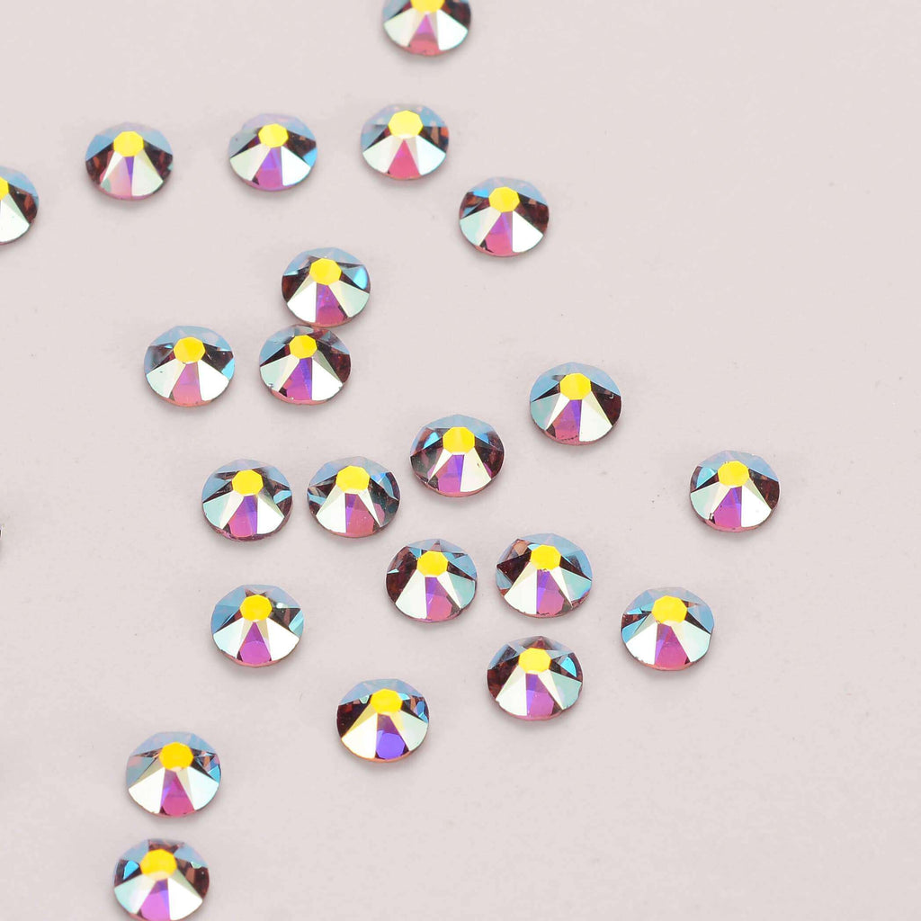 Light Amethyst AB Glass Flat Back Glue-On Rhinestones 16 Cut Facets WholesaleRhinestone