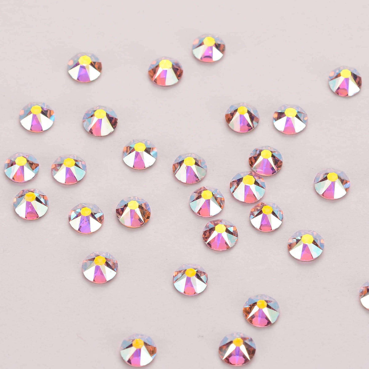 Light Pink AB Glass Flat Back Glue-on Rhinestones 16 Cut Facets In Bulk WholesaleRhinestone