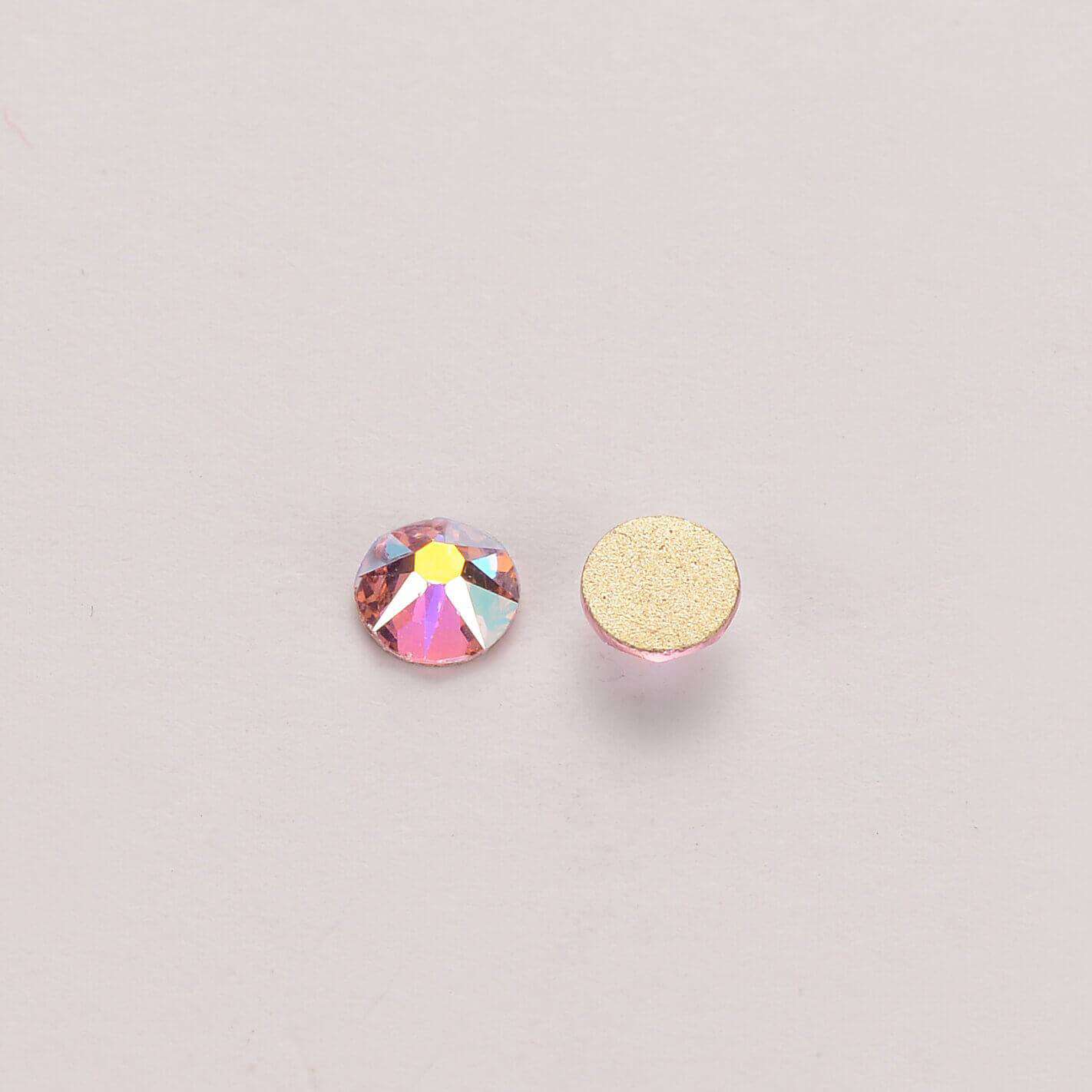Light Pink AB Glass Flat Back Glue-on Rhinestones 16 Cut Facets In Bulk WholesaleRhinestone