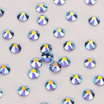 Light Blue AB Glass Flat Back Glue-On Rhinestones 16 Cut Facets WholesaleRhinestone