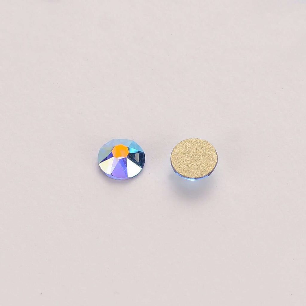 Light Blue AB Glass Flat Back Glue-On Rhinestones 16 Cut Facets In Bulk WholesaleRhinestone
