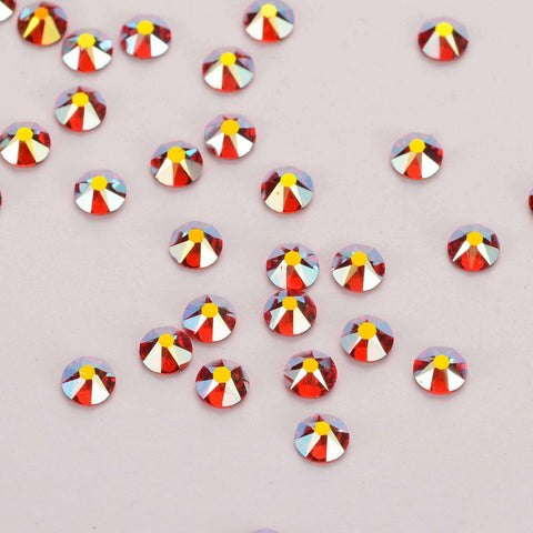 Light Siam AB Glass Flat Back Glue-On Rhinestones 16 Cut Facets WholesaleRhinestone