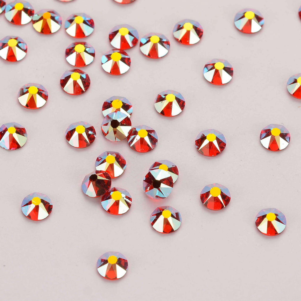 Light Siam AB Glass Flat Back Glue-On Rhinestones 16 Cut Facets WholesaleRhinestone