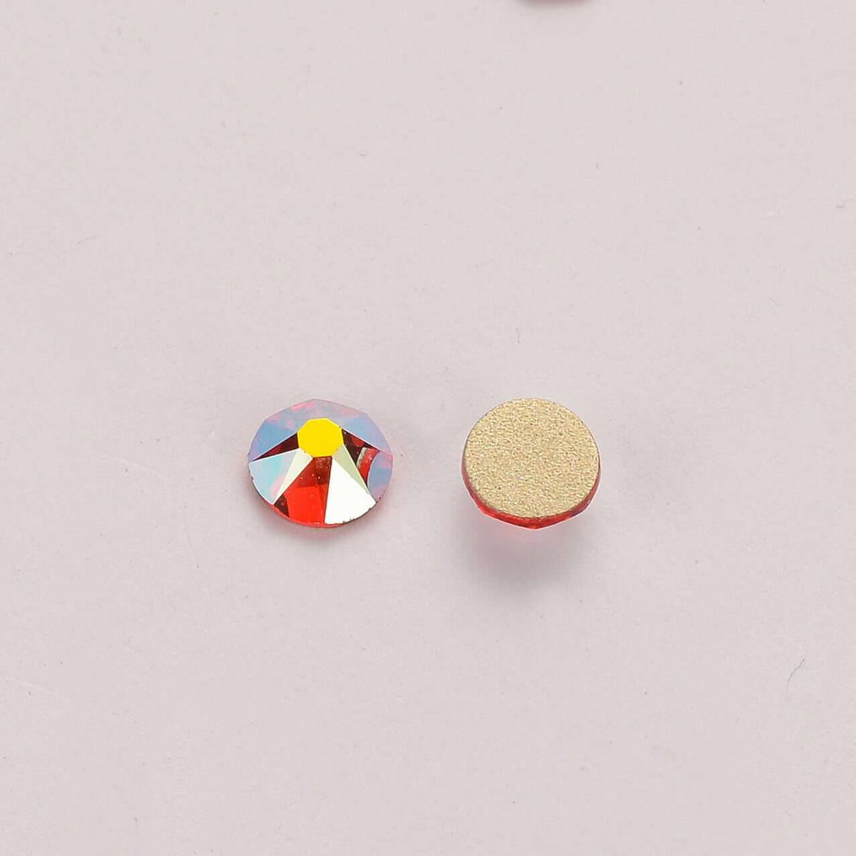 Light Siam AB Glass Flat Back Glue-On Rhinestones 16 Cut Facets WholesaleRhinestone