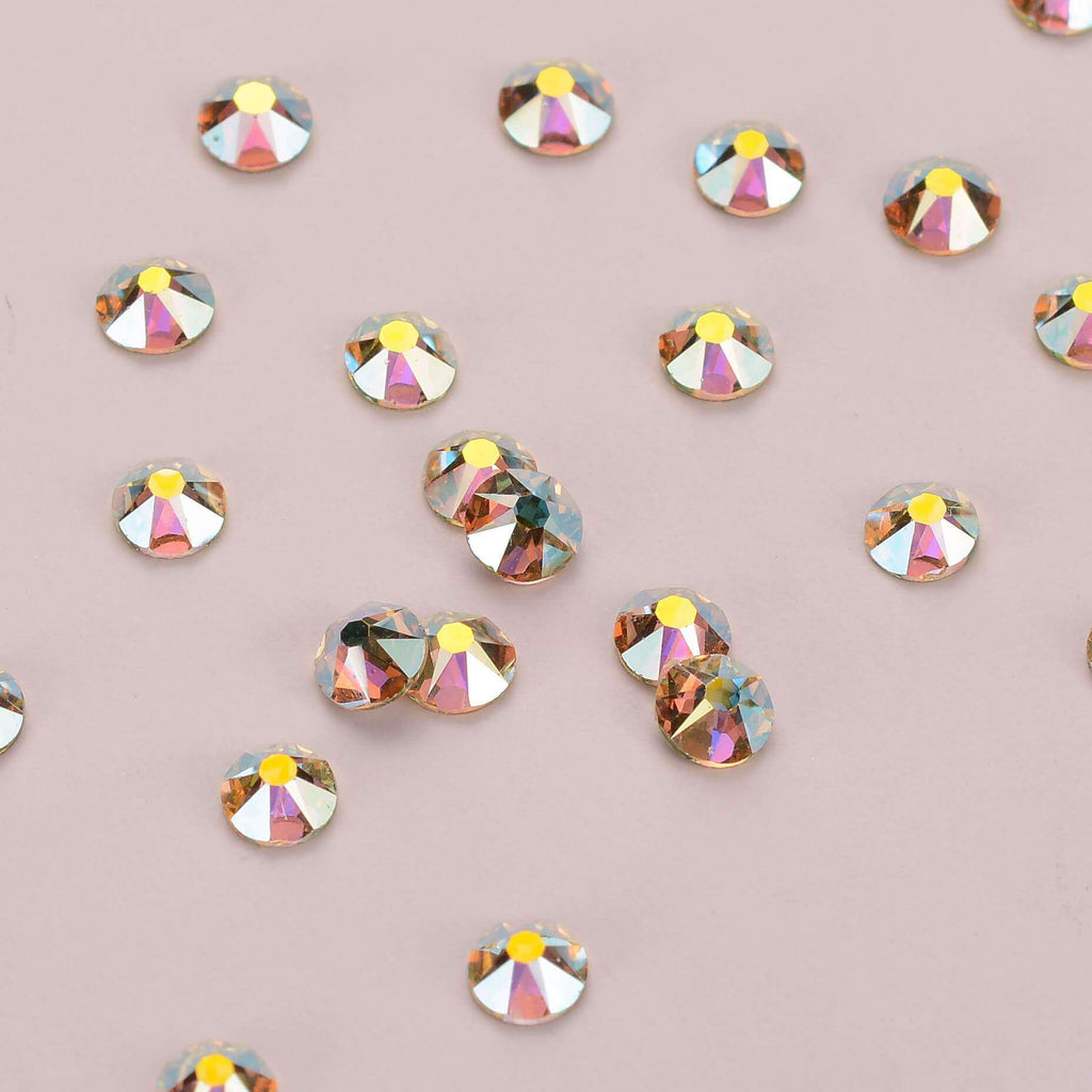 Light Yellow AB Glass Flat Back Glue-On Rhinestones 16 Cut Facets WholesaleRhinestone
