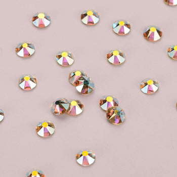 Light Yellow AB Glass Flat Back Glue-On Rhinestones 16 Cut Facets WholesaleRhinestone