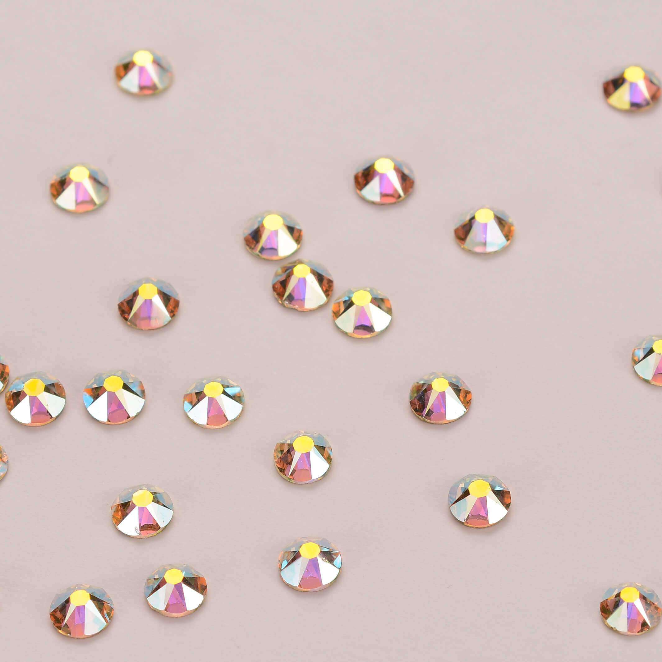 Light Yellow AB Glass Flat Back Glue-On Rhinestones 16 Cut Facets Secondary image