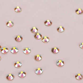 Light Yellow AB Glass Flat Back Glue-On Rhinestones 16 Cut Facets WholesaleRhinestone