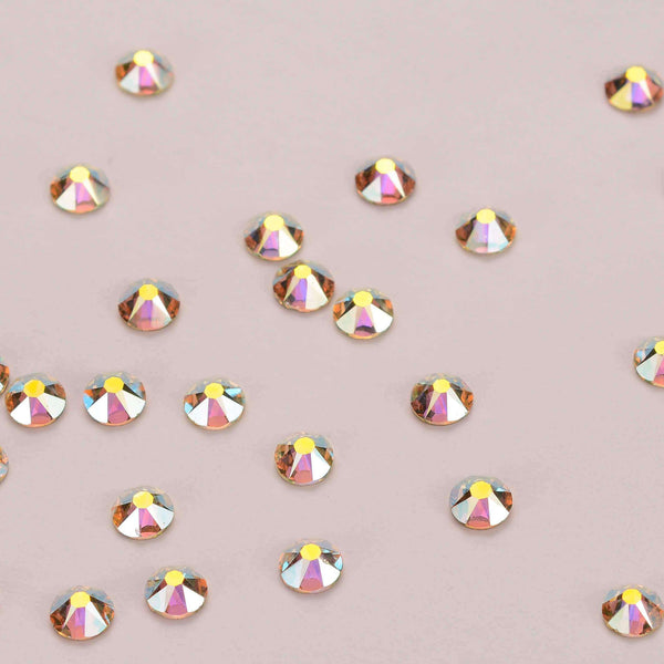 Light Yellow AB Glass Flat Back Glue-On Rhinestones 16 Cut Facets WholesaleRhinestone