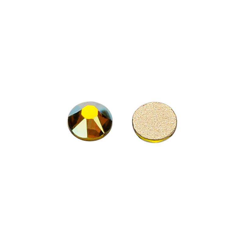 Olive Green AB Glass Flat Back Glue-On Rhinestones 16 Cut Facets In Bulk Secondary image