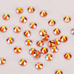 Orange AB Glass Flat Back Glue-On Rhinestones 16 Cut Facets In Bulk WholesaleRhinestone