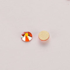 Orange AB Glass Flat Back Glue-On Rhinestones 16 Cut Facets In Bulk WholesaleRhinestone