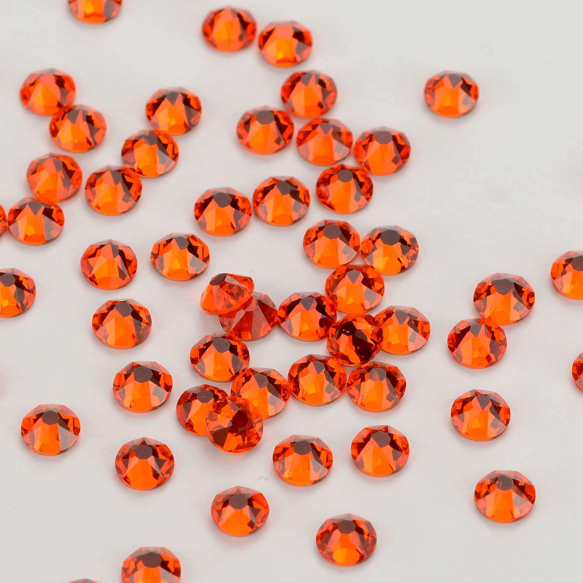 Orange Glass Flat Back Glue-On Rhinestones 16 Cut Facets In Bulk WholesaleRhinestone