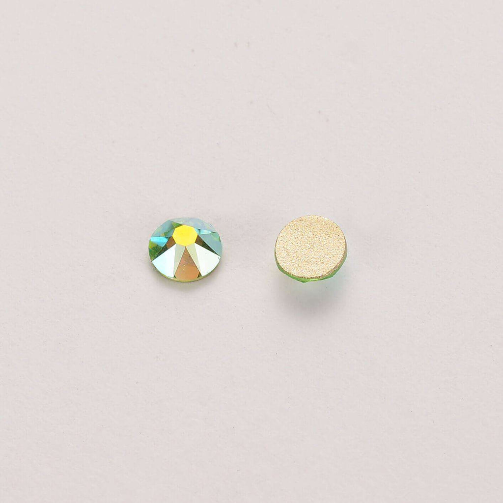 Peridot AB Glass Flat Back Glue-On Rhinestones 16 Cut Facets In Bulk WholesaleRhinestone