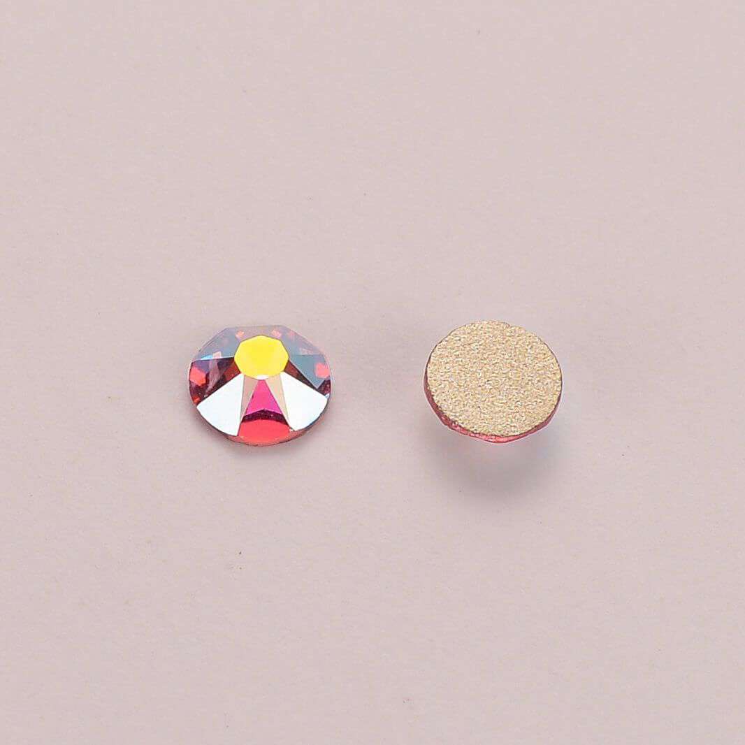 Rose AB Glass Flat Back Glue-on Rhinestones 16 Cut Facets In Bulk WholesaleRhinestone