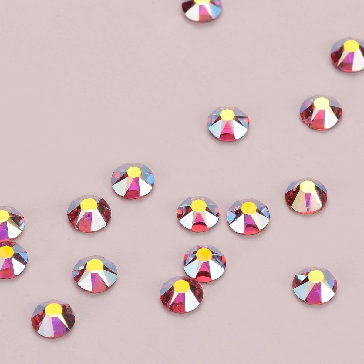 Rose AB Glass Flat Back Glue-on Rhinestones 16 Cut Facets WholesaleRhinestone