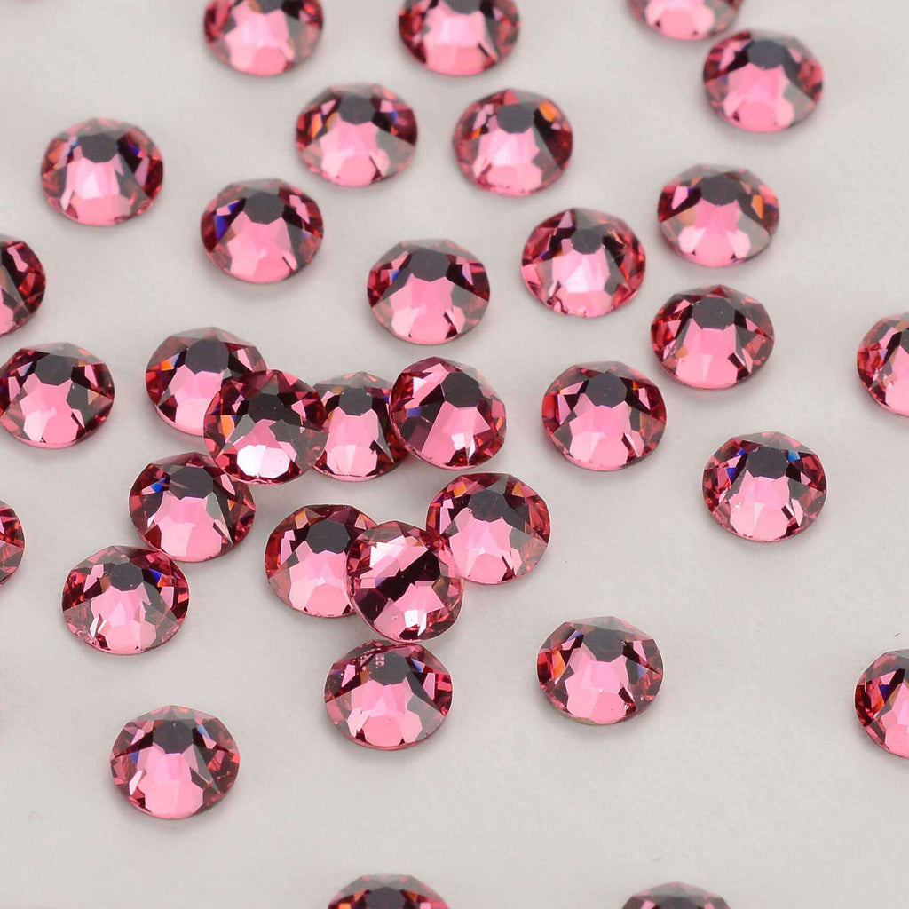 Rose Glass Flat Back Glue-on Rhinestones 16 Cut Facets In Bulk WholesaleRhinestone