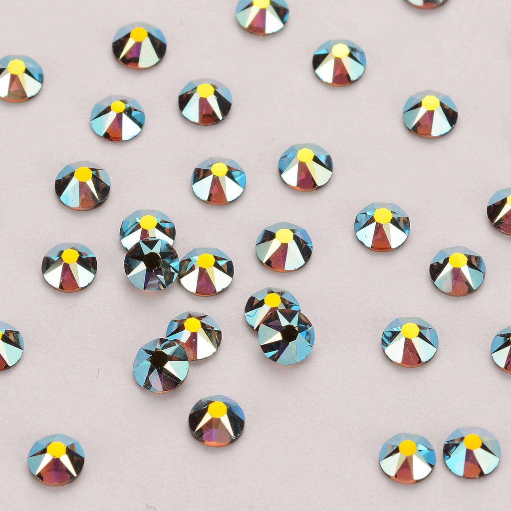 Smoked Topaz AB Glass Flat Back Glue-On Rhinestones 16 Cut Facets In Bulk WholesaleRhinestone