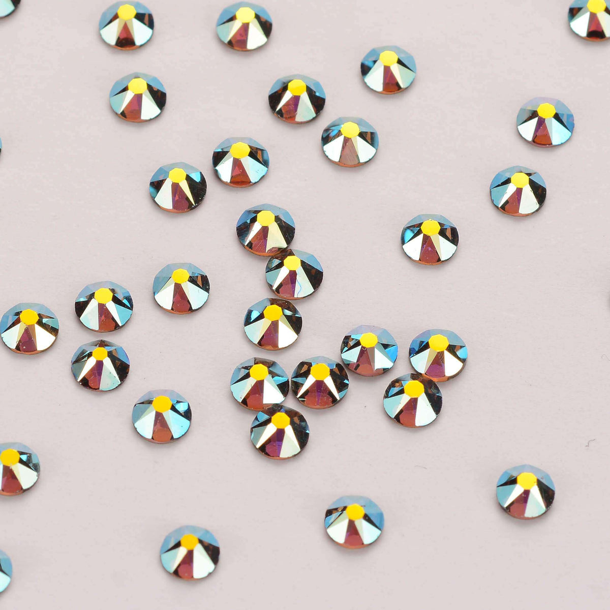 Smoked Topaz AB Glass Flat Back Glue-On Rhinestones 16 Cut Facets In Bulk WholesaleRhinestone