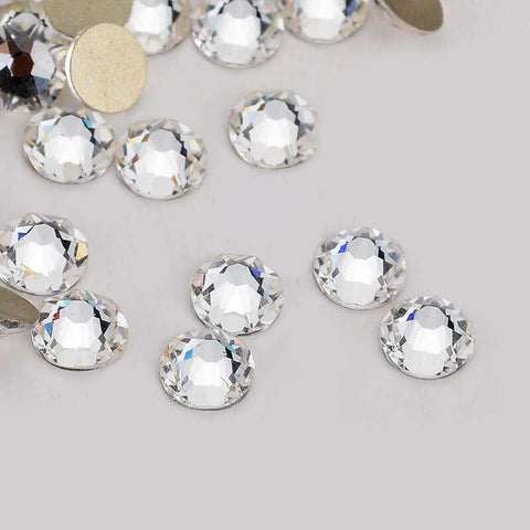 Crystal Glass Flatback Glue-On Rhinestones 16 Cut Facets