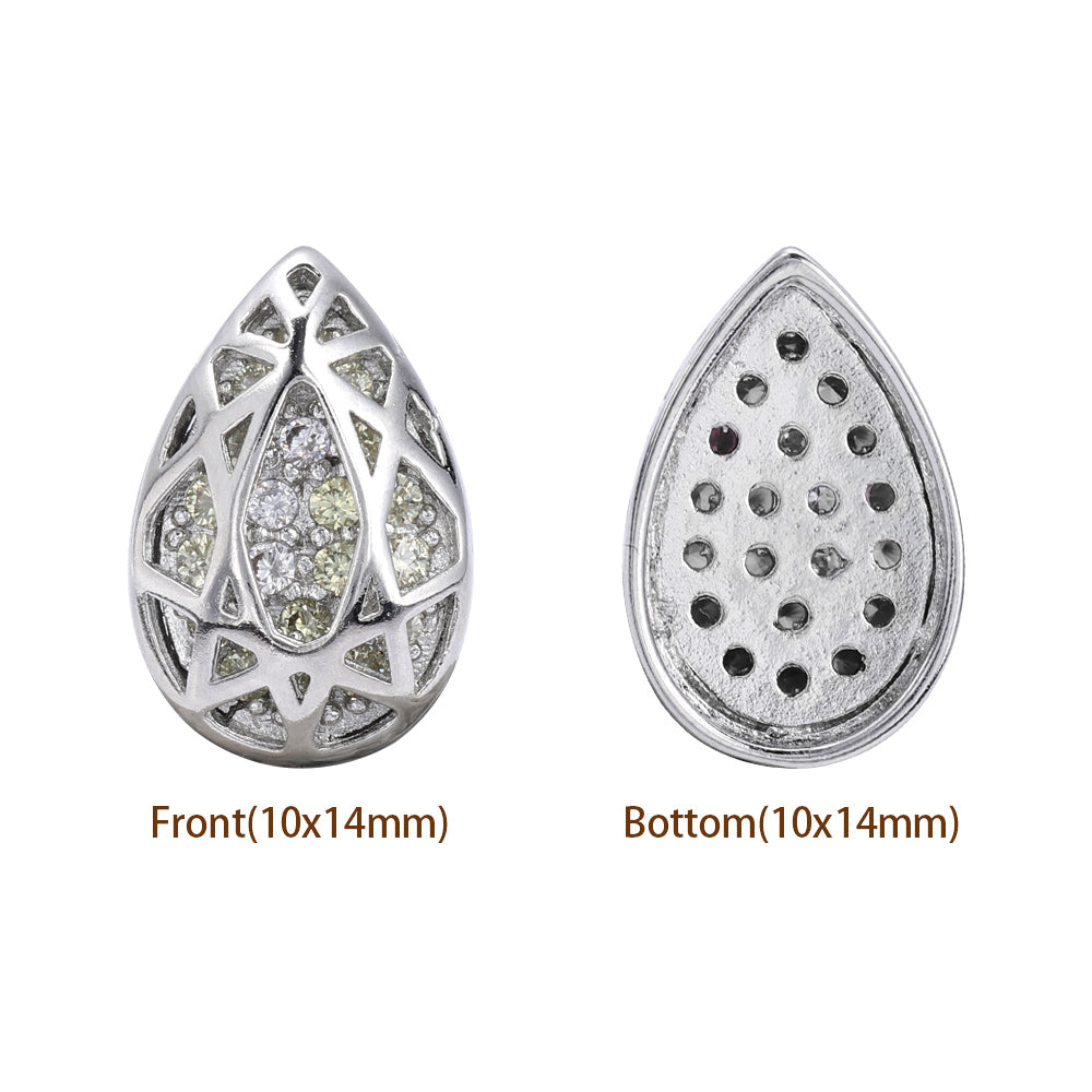 Drop Shape Imitation Rhodium Plated High-Quality Sew-on Alloy Charms Inlaid Cubic Zirconia WholesaleRhinestone
