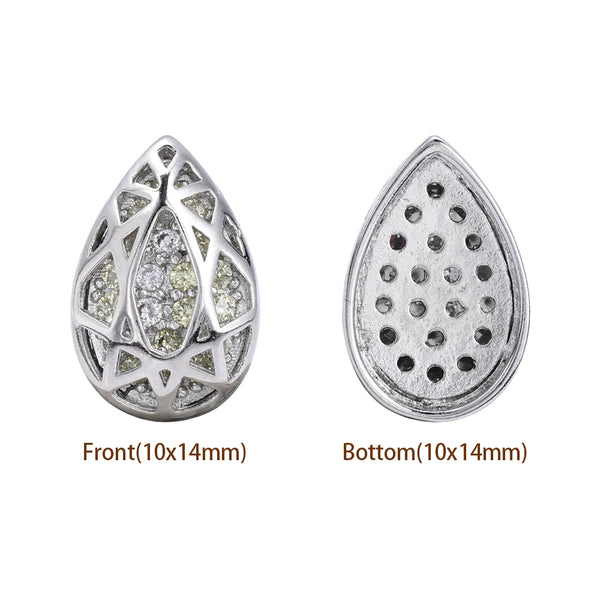 Drop Shape Imitation Rhodium Plated High-Quality Sew-on Alloy Charms Inlaid Cubic Zirconia WholesaleRhinestone