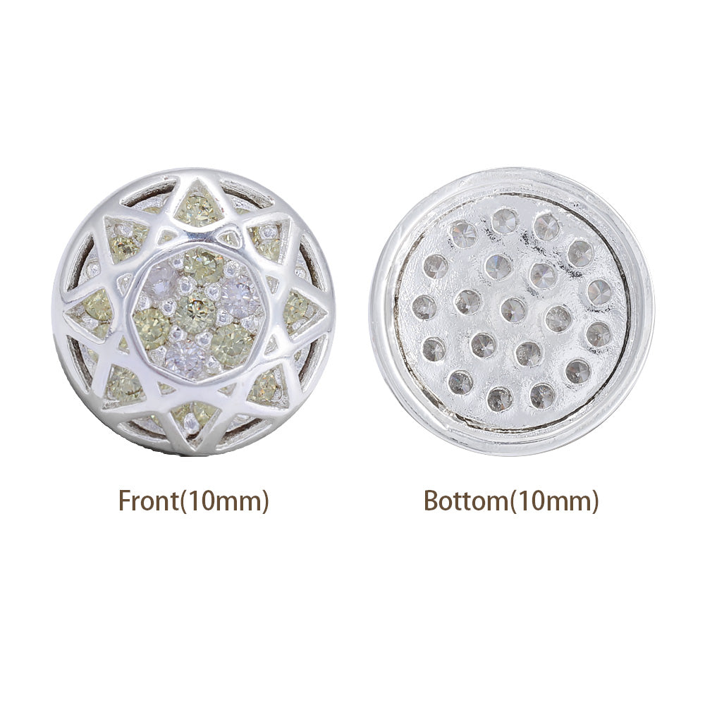 Round Shape Silver Plated High-Quality Sew-on Alloy Charms Inlaid Cubic Zirconia WholesaleRhinestone