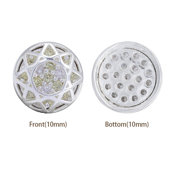 Round Shape Silver Plated High-Quality Sew-on Alloy Charms Inlaid Cubic Zirconia WholesaleRhinestone