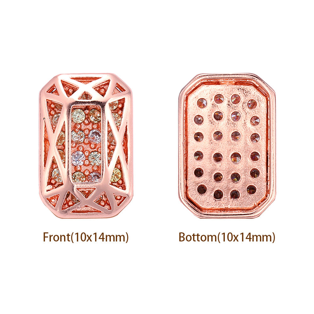 Octagon Shape Rose Gold Plated High-Quality Sew-on Alloy Charms Inlaid Cubic Zirconia WholesaleRhinestone