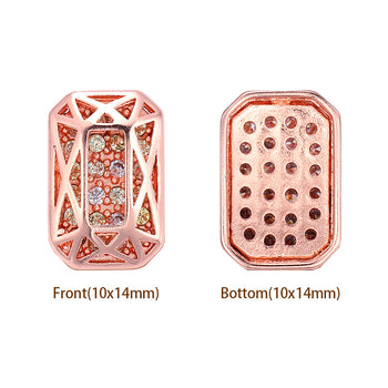Mixed Colors Octagon Shape Rose Gold Plated High-Quality Sew-on Alloy Charms Inlaid Cubic Zirconia WholesaleRhinestone