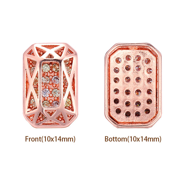 Octagon Shape Rose Gold Plated High-Quality Sew-on Alloy Charms Inlaid Cubic Zirconia WholesaleRhinestone